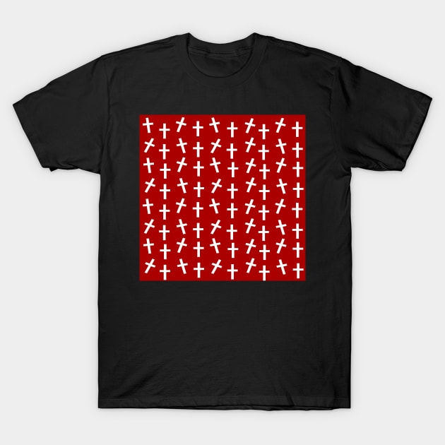 Christian cross Jesus red Easter pattern T-Shirt by Baobabprintstore